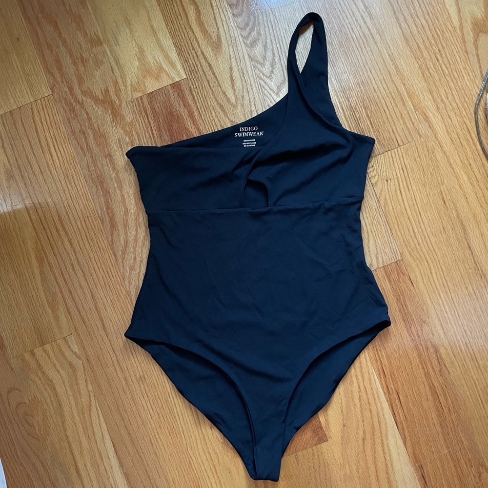NEW Indigo Swimwear Ribbed Black 1 piece sz XL